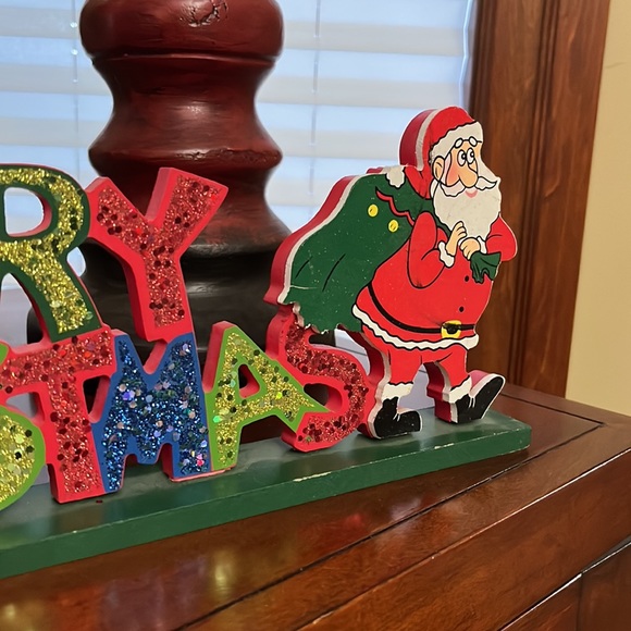 “Mery Christmas” Self Standing Wooden Decor Sign, good condition - Picture 4 of 6
